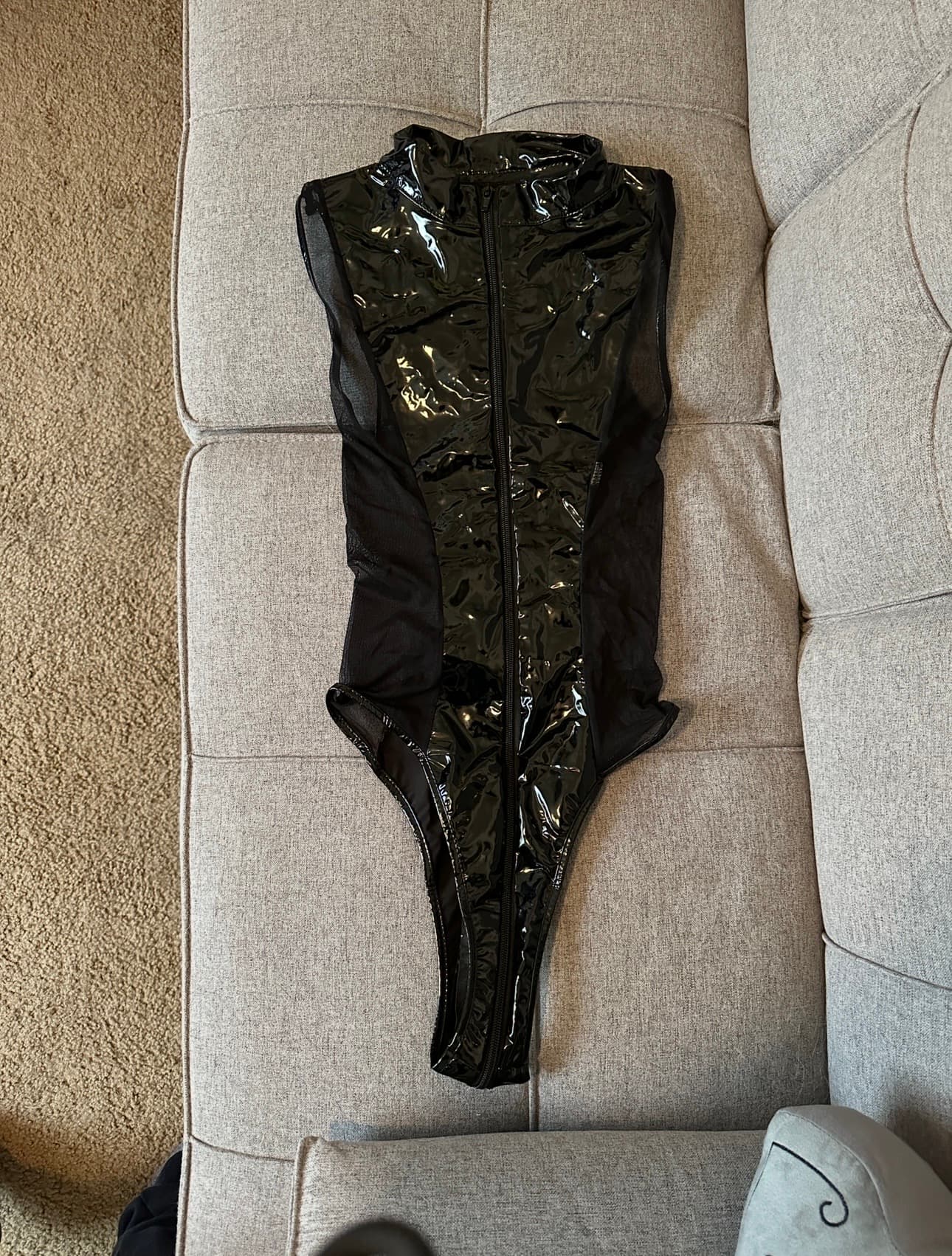 Faux latex / mesh bodysuit - Image 2
