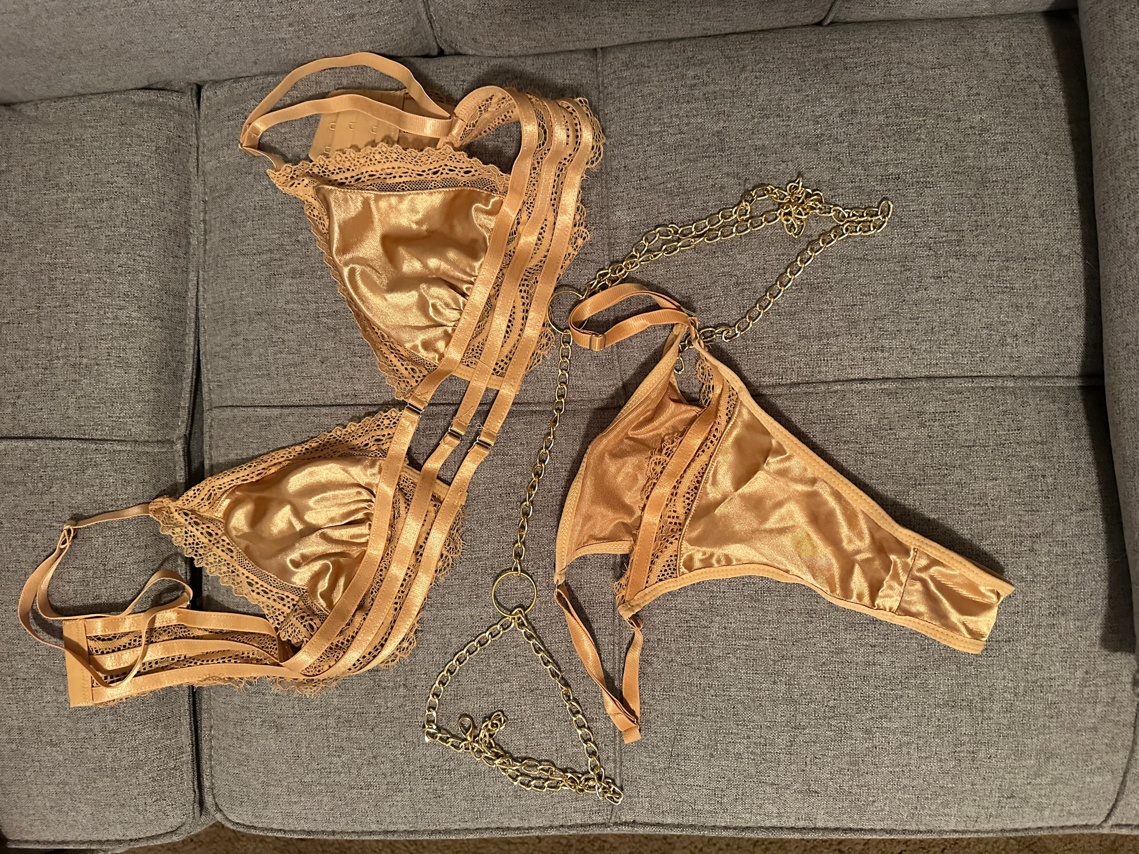 Gold Lingerie with Waist Chain - Image 2