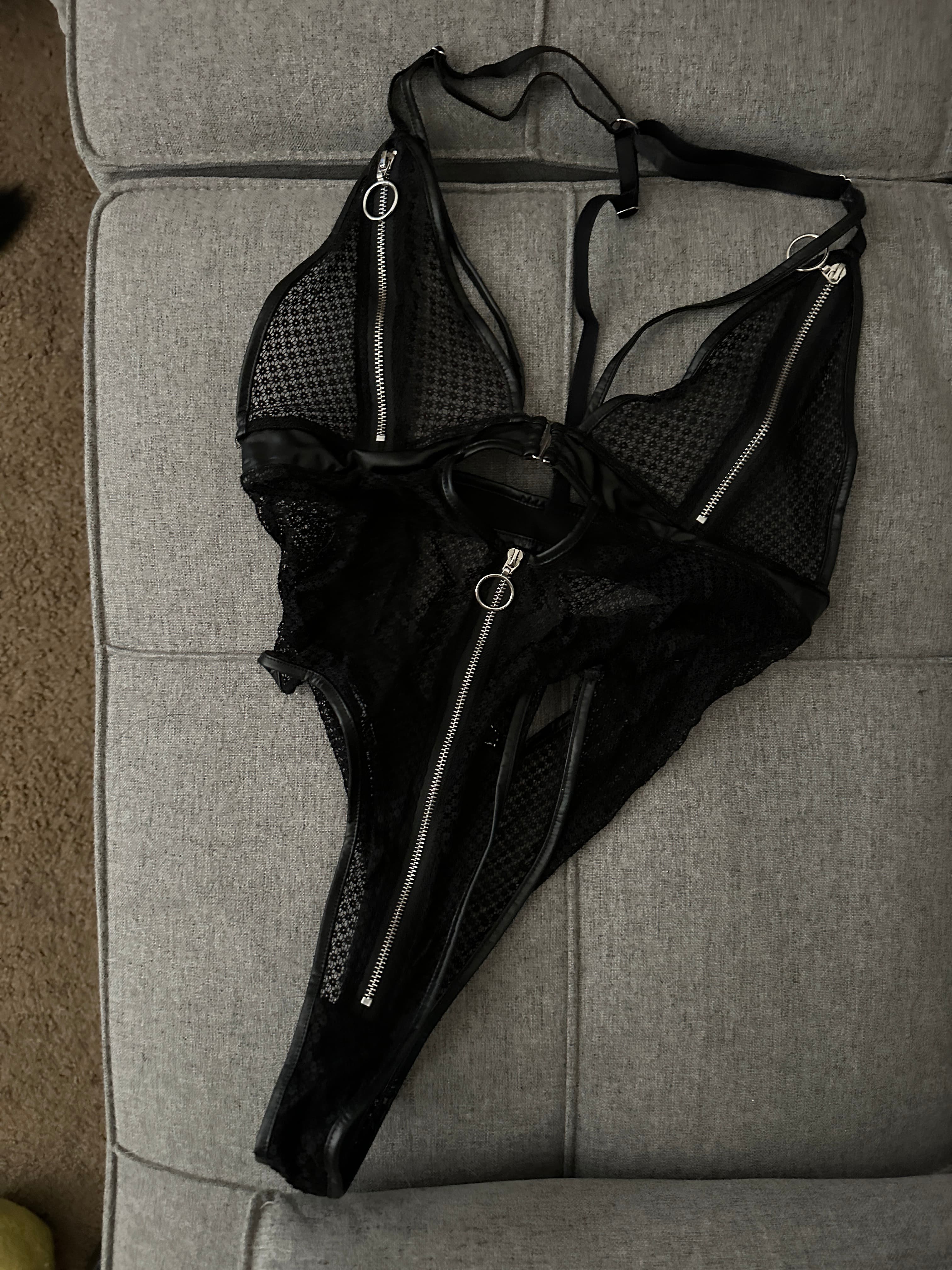 Black Bodysuit with Zippers - Image 2