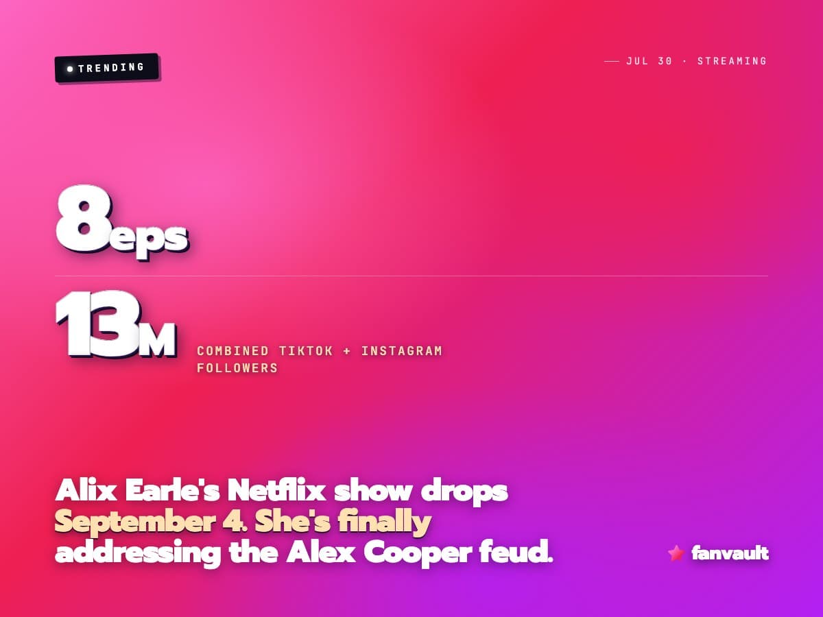 Alix Earle's Netflix show drops September 4. She's finally addressing the Alex Cooper feud.