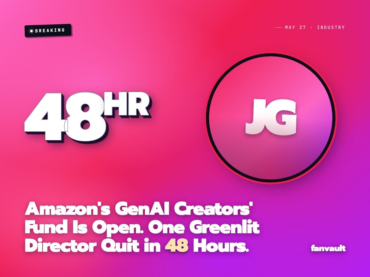 Amazon's GenAI Creators' Fund Is Open. One Greenlit Director Quit in 48 Hours.