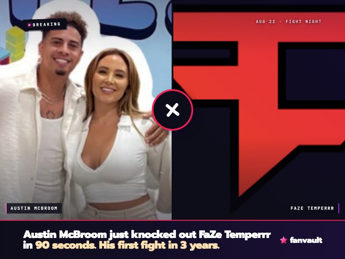 Austin McBroom just knocked out FaZe Temperrr in 90 seconds. His first fight in 3 years.