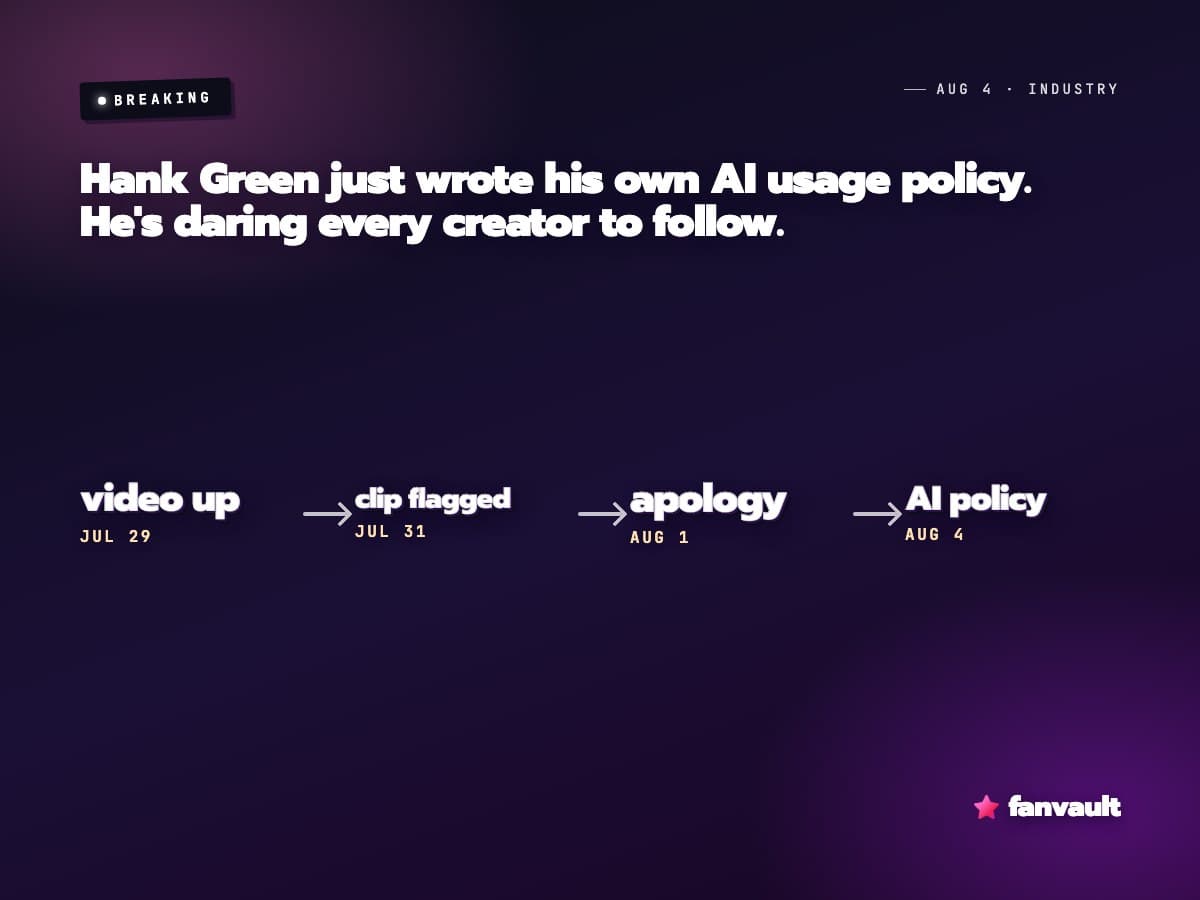 Hank Green just wrote his own AI usage policy. He's daring every creator to follow.