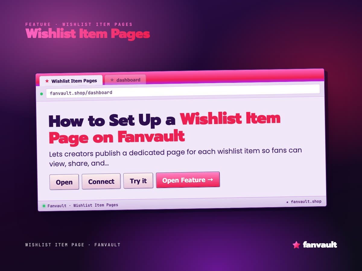 How to Set Up a Wishlist Item Page on Fanvault