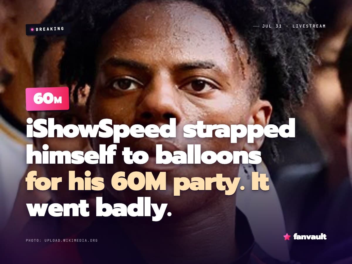iShowSpeed strapped himself to balloons for his 60M party. It went badly.