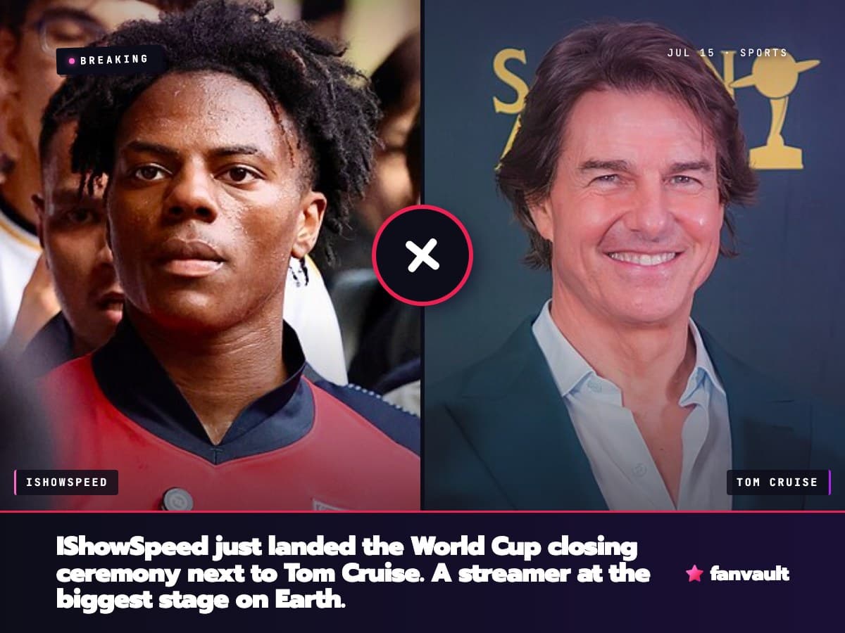 IShowSpeed just landed the World Cup closing ceremony next to Tom Cruise. A streamer at the biggest stage on Earth.