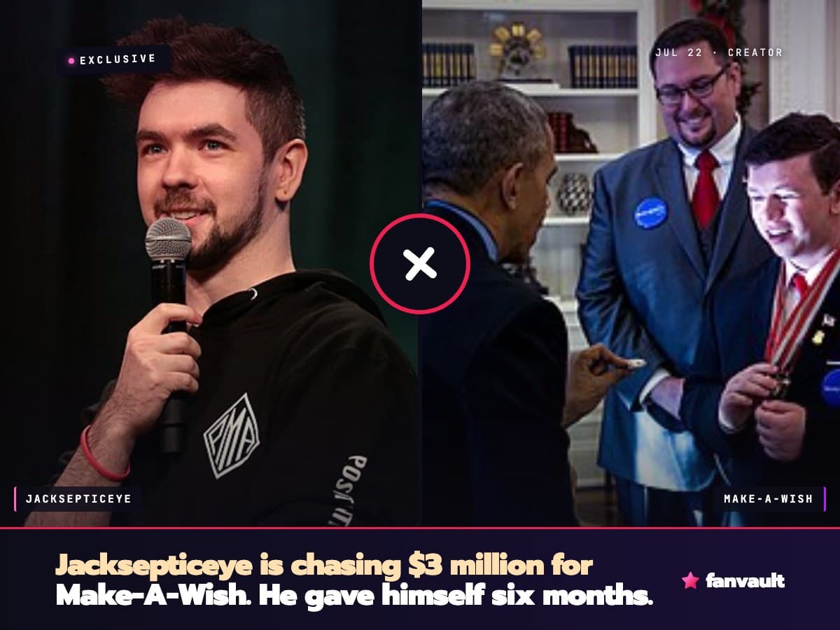Jacksepticeye is chasing $3 million for Make-A-Wish. He gave himself six months.