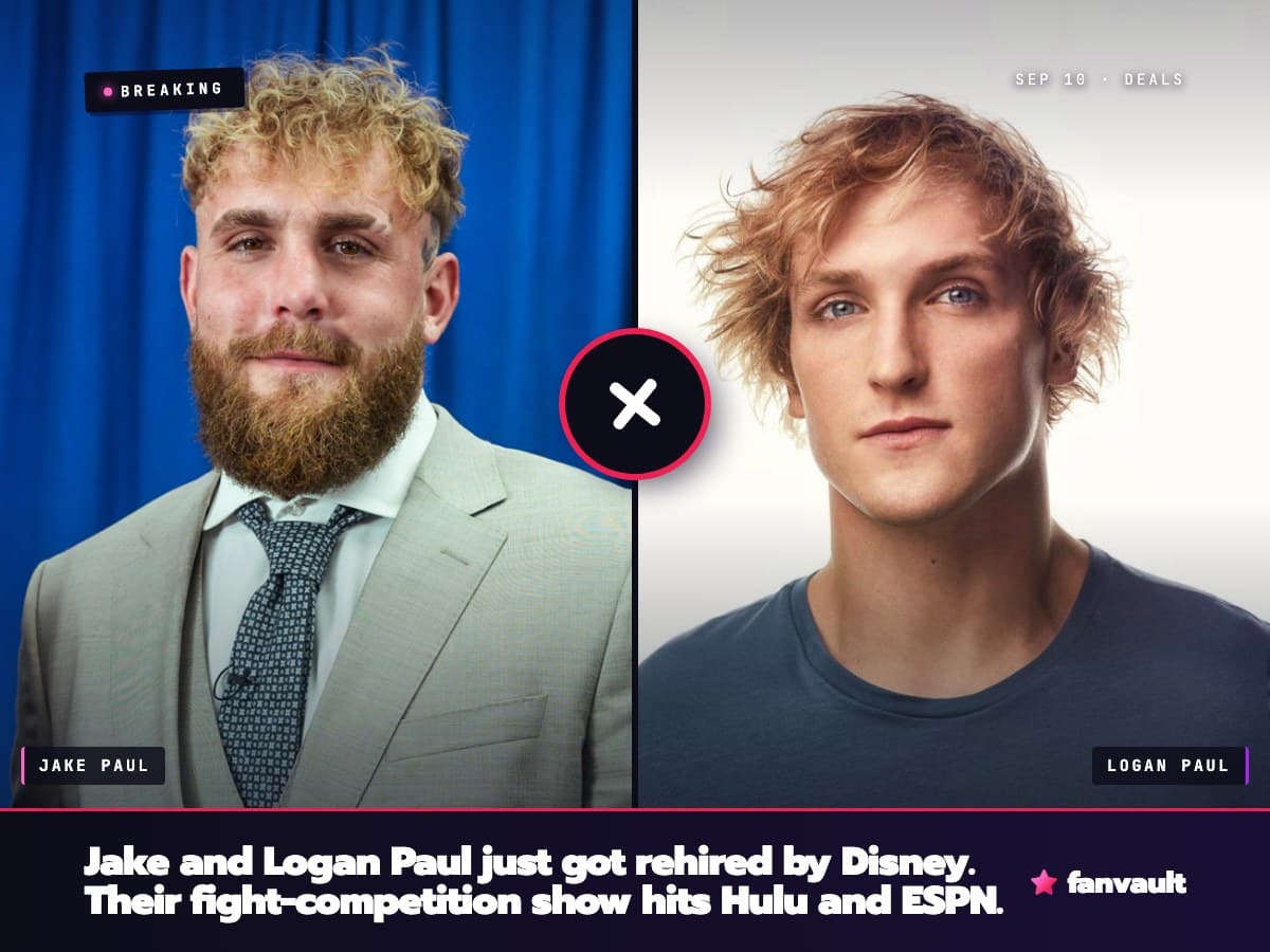 Jake and Logan Paul just got rehired by Disney. Their fight-competition show hits Hulu and ESPN.