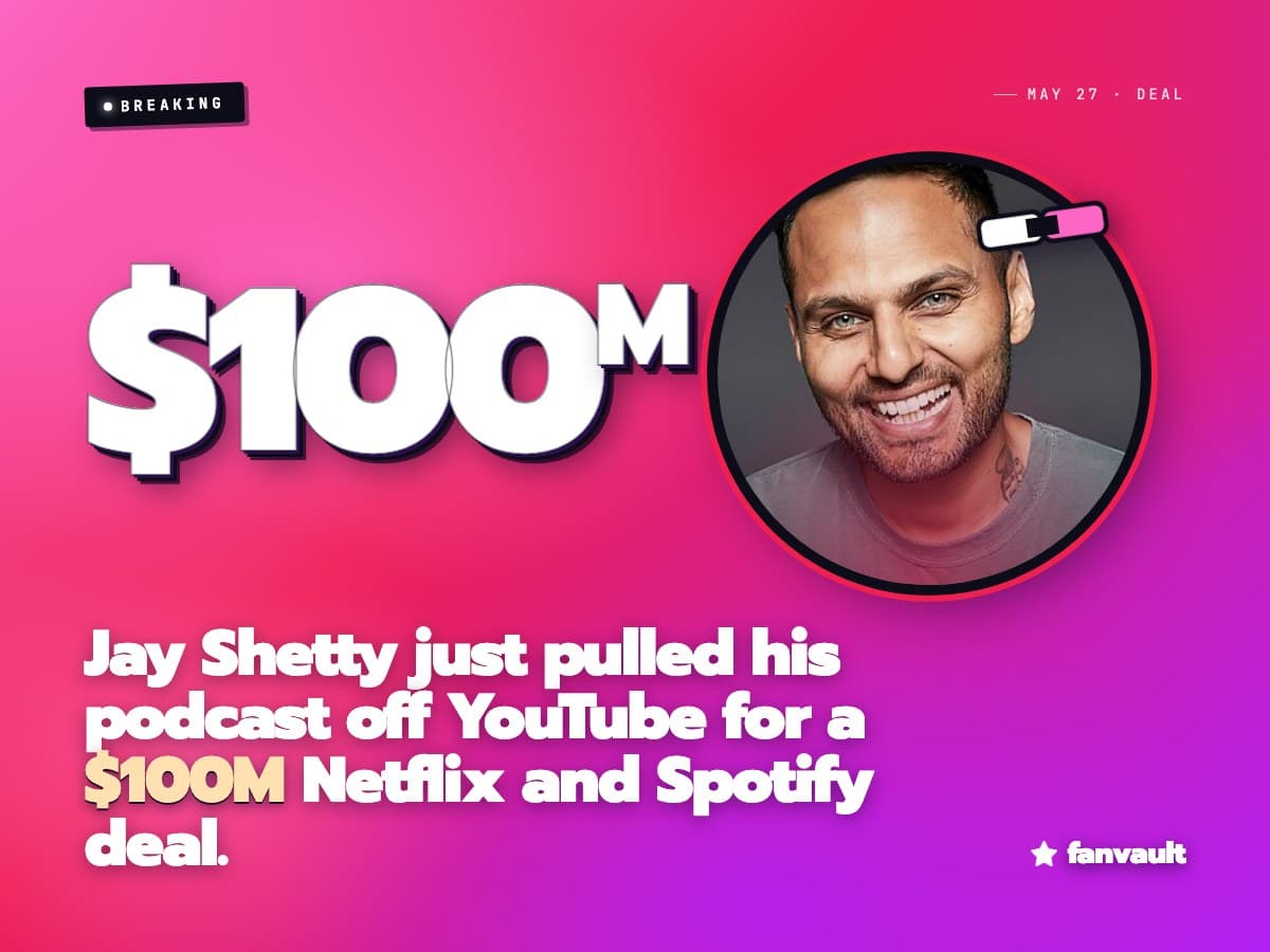 Jay Shetty just pulled his podcast off YouTube for a $100M Netflix and Spotify deal.