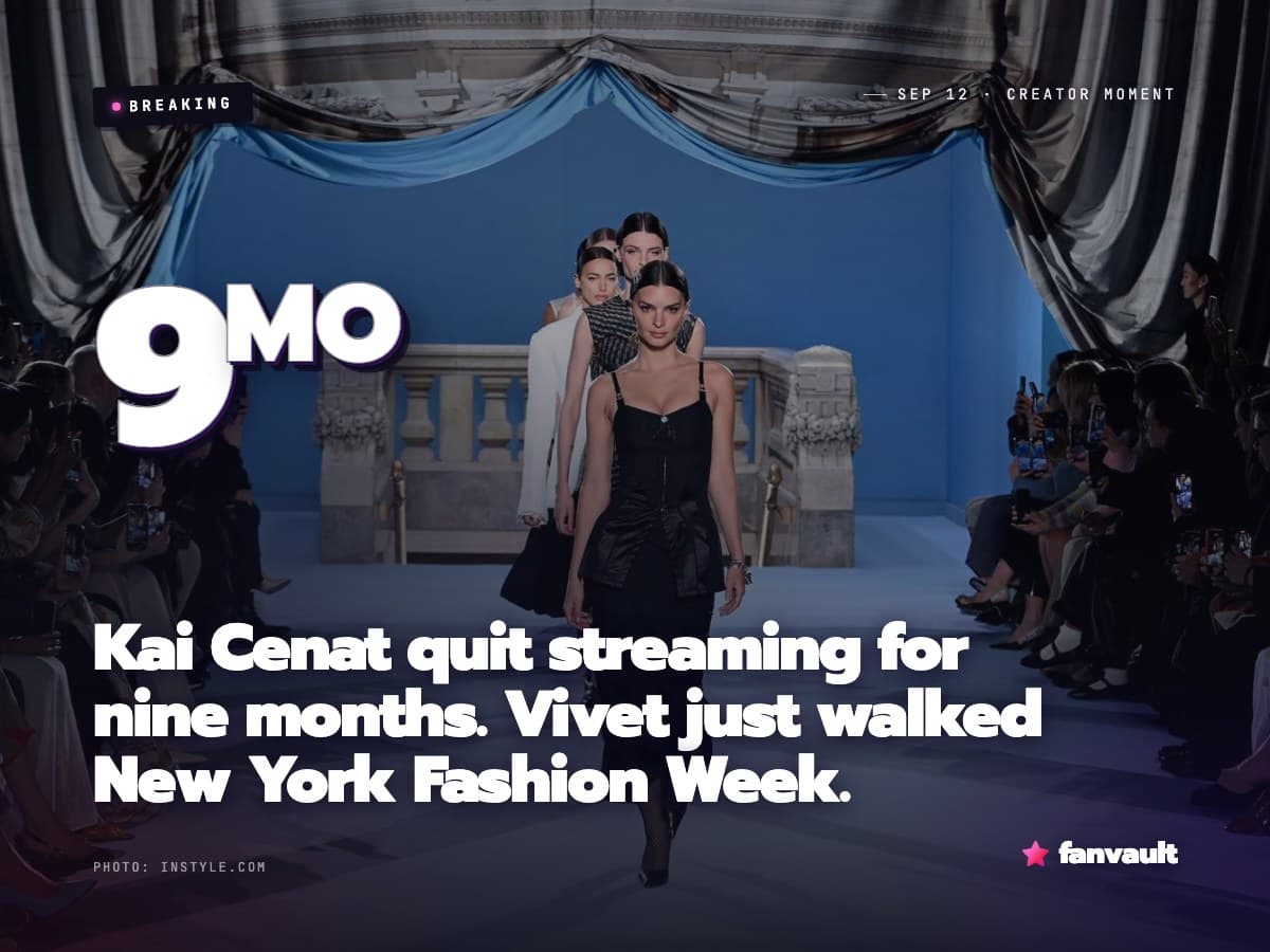 Kai Cenat quit streaming for nine months. Vivet just walked New York Fashion Week.