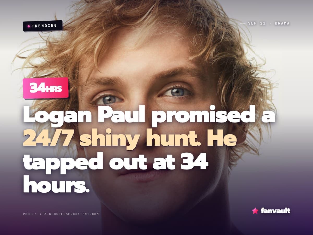 Logan Paul promised a 24/7 shiny hunt. He tapped out at 34 hours.