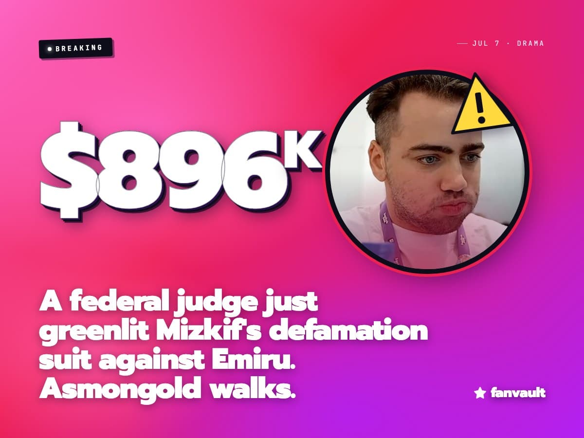 A federal judge just greenlit Mizkif's defamation suit against Emiru. Asmongold walks.