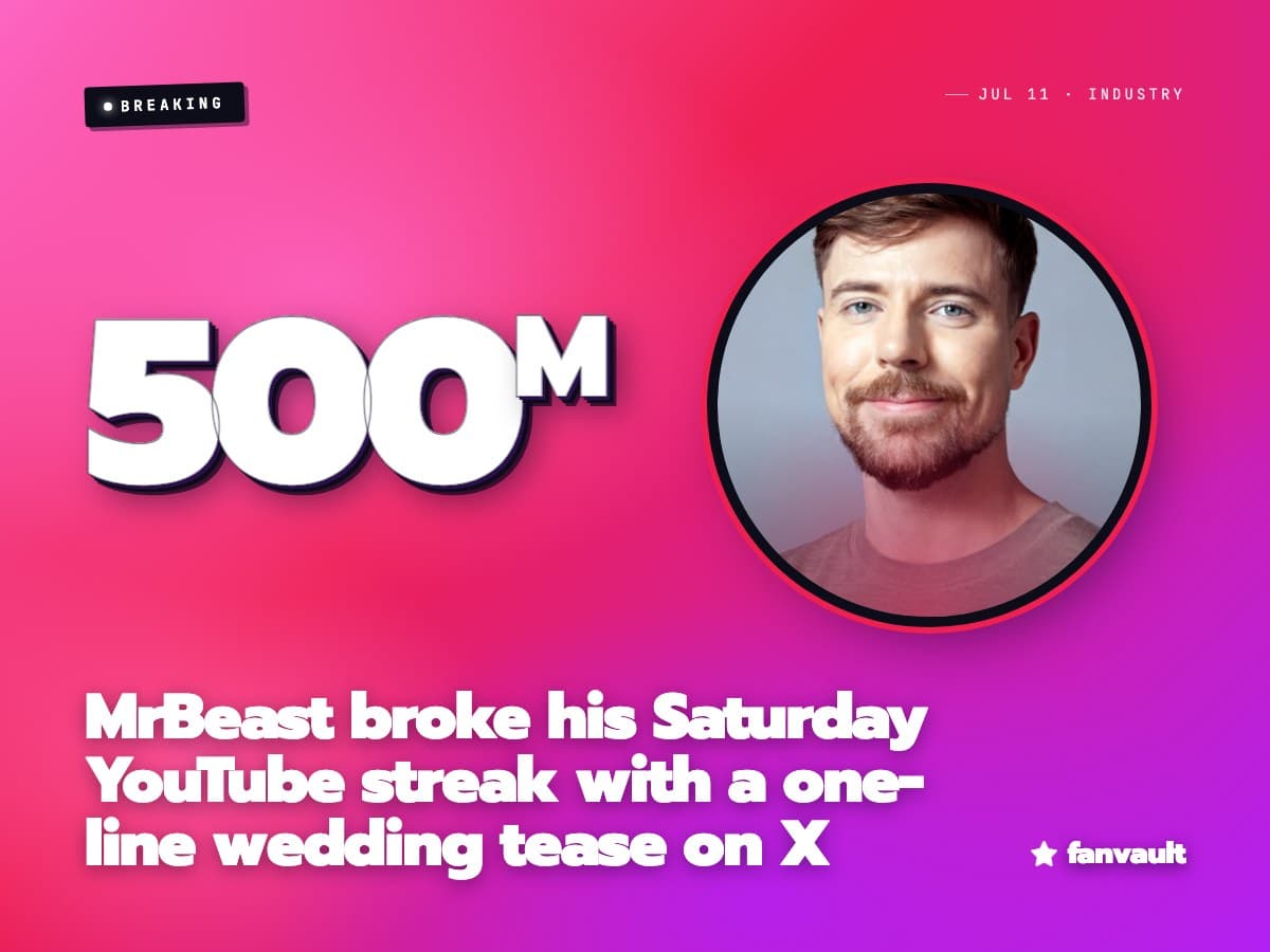 MrBeast broke his Saturday YouTube streak with a one-line wedding tease on X