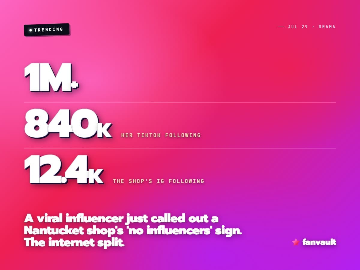 A viral influencer just called out a Nantucket shop's 'no influencers' sign. The internet split.