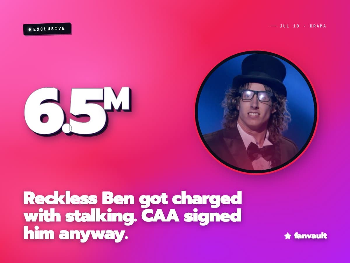 Reckless Ben got charged with stalking. CAA signed him anyway.