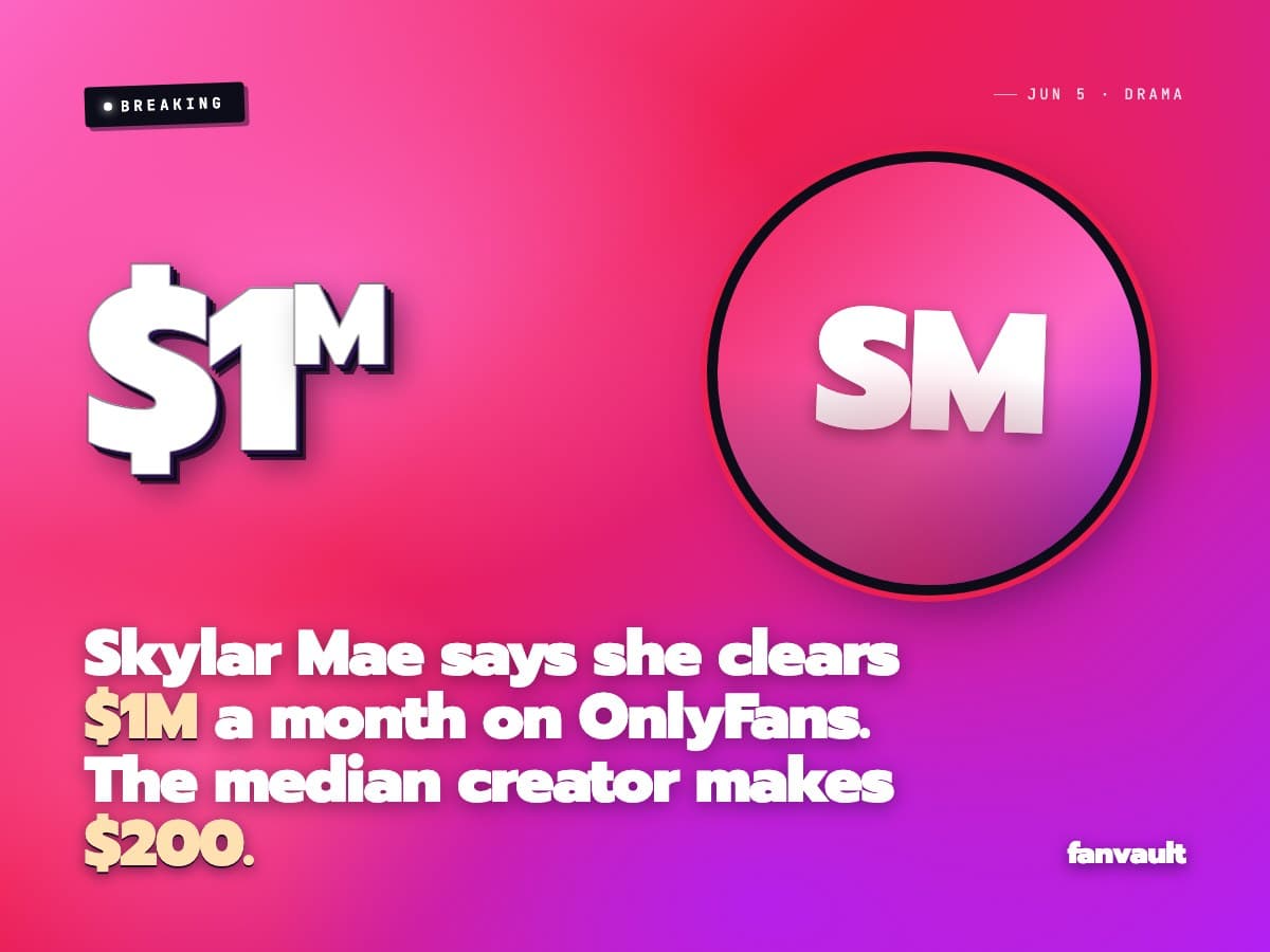 Skylar Mae says she clears $1M a month on OnlyFans. The median creator makes $200.