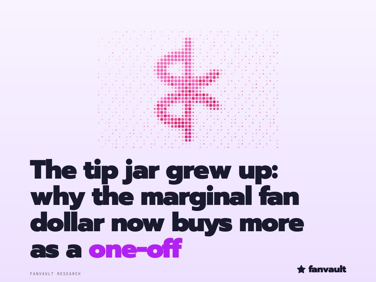 The tip jar grew up: why the marginal fan dollar now buys more as a one-off