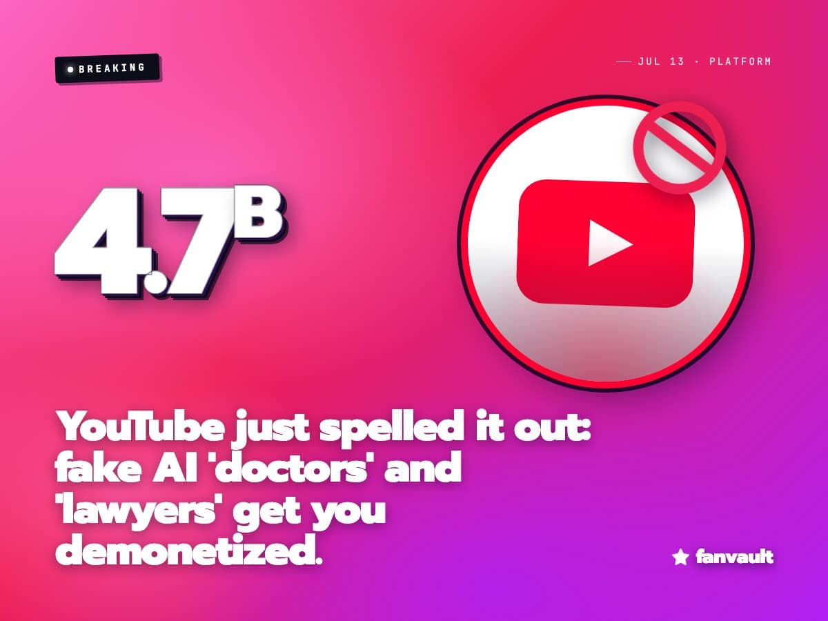 YouTube just spelled it out: fake AI 'doctors' and 'lawyers' get you demonetized.