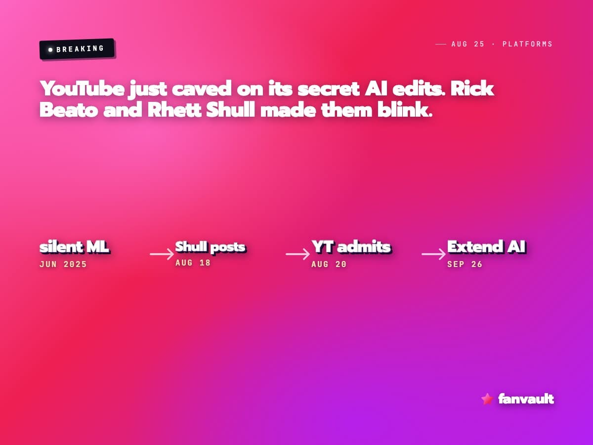 YouTube just caved on its secret AI edits. Rick Beato and Rhett Shull made them blink.